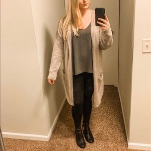 SUPER Comfy Tan/Grey Open Sweater - Large🍁🍂